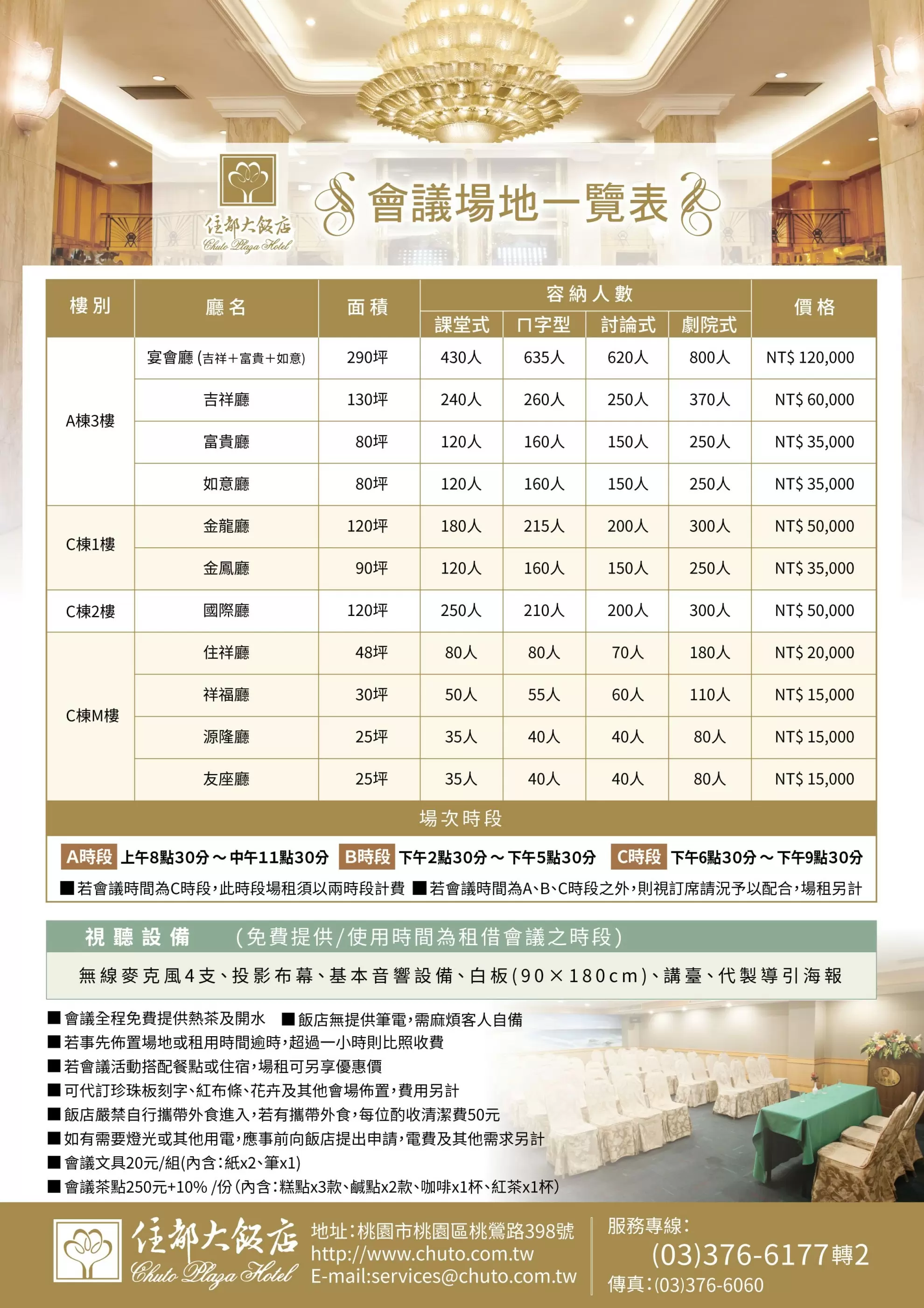 ★會議場租視聽設備一覽表